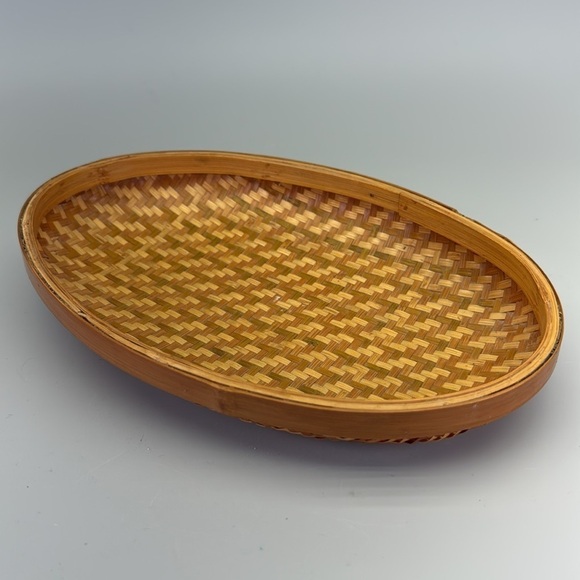 Vintage Woven Bamboo Basket Tray - Picture 4 of 8